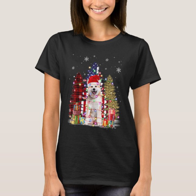 Camiseta Akita Santa Hat Light Buffalo Plaid Leopard Xmas S (Anverso)