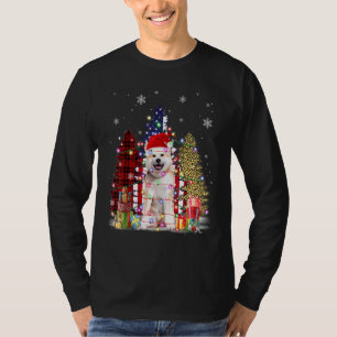 Camiseta Akita Santa Hat Light Buffalo Plaid Leopard Xmas S