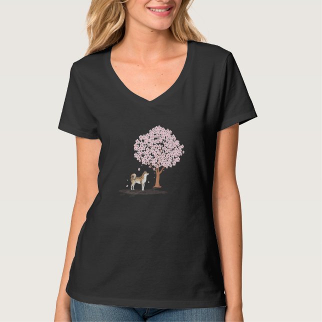 Camiseta Akita Shiba Inu Dog Japanese Cherry Blossom Sakura (Anverso)