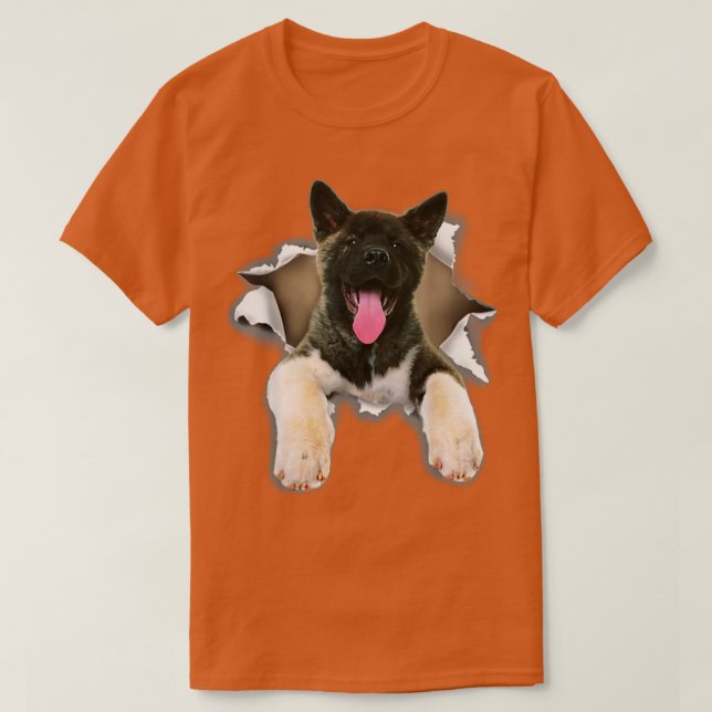 Camiseta Akita Torn Dog Inside Hole Dog Mid Torn (Diseño del anverso)
