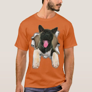 Camiseta Akita Torn Dog Inside Hole Dog Mid Torn