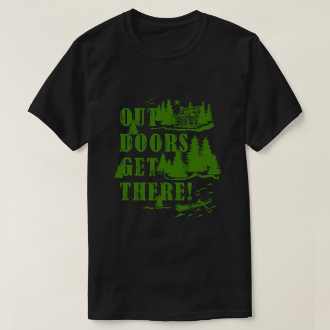 Camiseta ¡Al Aire Libre Llega! Collage verde (Diseño del anverso)