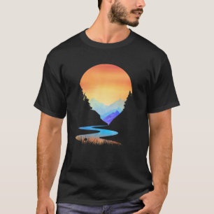 Camiseta Al aire libre Sunset Vintage Style Montañas Sun Na