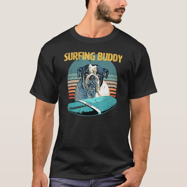 Camiseta Al Bulldog Surfing Buddy English le encanta navega (Anverso)
