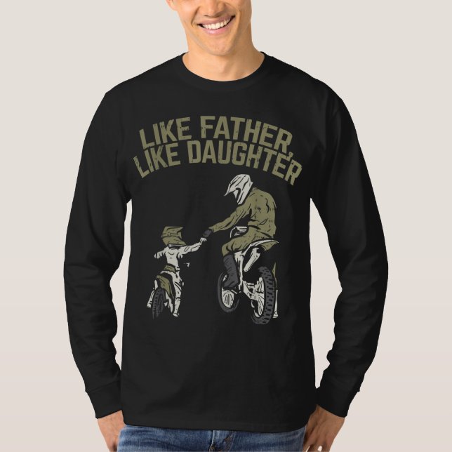 Camiseta Al igual que el padre Daughter Dirt Bike Cute Mati (Anverso)