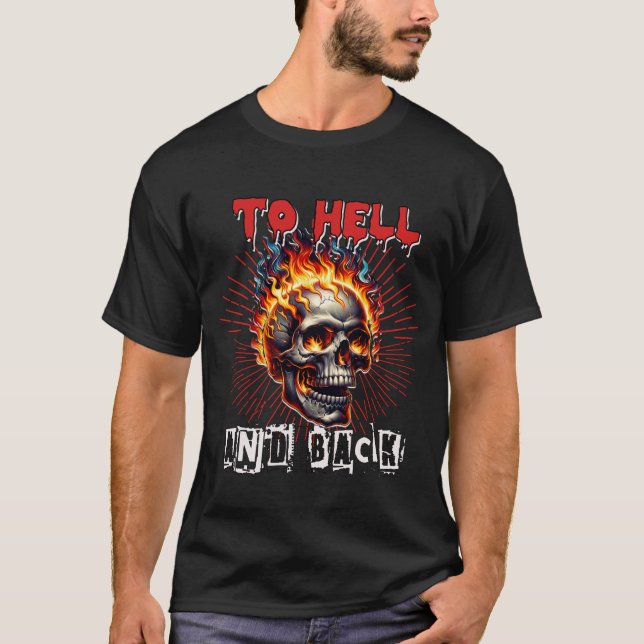 Camiseta Al infierno y al cráneo de la floración posterior (Anverso)
