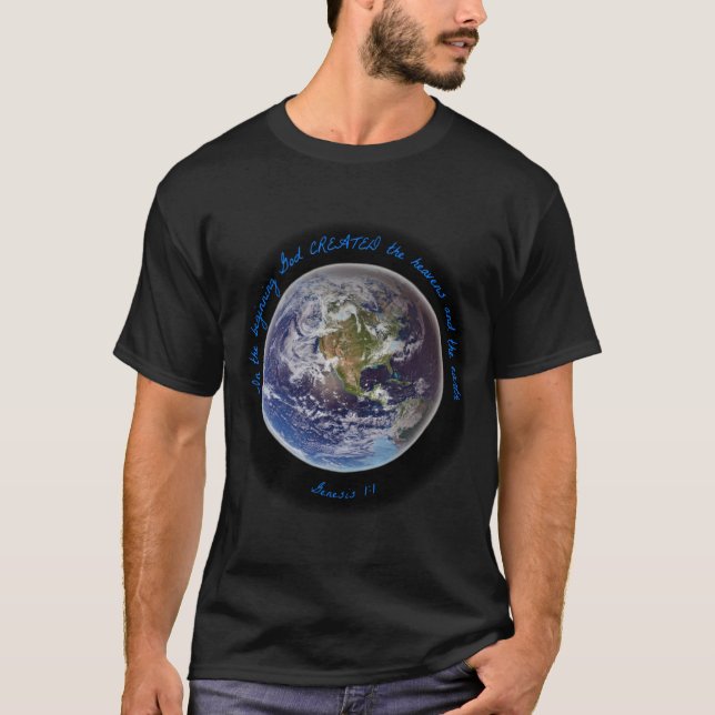 Camiseta Al principio Dios creó los cielos y la tierra (Anverso)