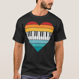 Camiseta al Teclado de Piano Retros Rayado Piano