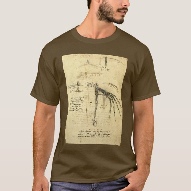 Camiseta Ala de Leonardo da Vinci en el boceto de la máquin (Anverso)