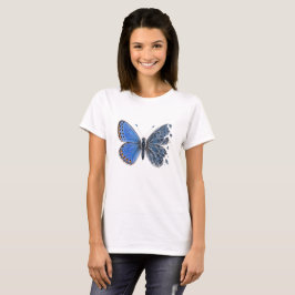 Camiseta Ala de Mariposa Azul Común hecha de vidrio agrieta