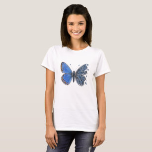 Camiseta Ala de Mariposa Azul Común hecha de vidrio agrieta