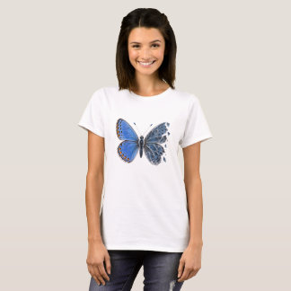 Camiseta Ala de Mariposa Azul Común hecha de vidrio agrieta