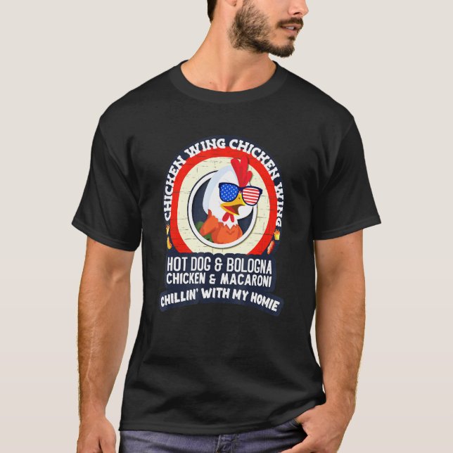 Camiseta Ala de pollo cocida Ala de pollo Perro caliente Bo (Anverso)