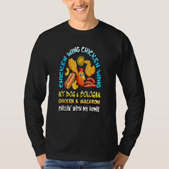 Camiseta Ala de pollo cocida Ala de pollo Perro caliente Bo (Anverso)