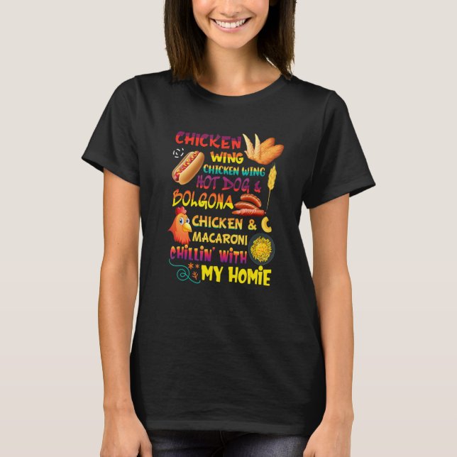Camiseta Ala de pollo cocida Ala de pollo Perro caliente Bo (Anverso)