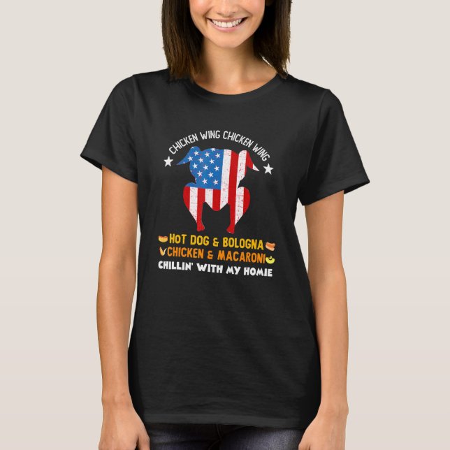 Camiseta Ala de pollo cocida Ala de pollo Perro caliente Bo (Anverso)