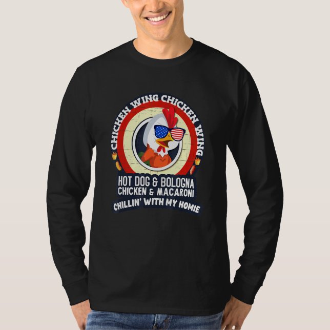 Camiseta Ala de pollo cocida Ala de pollo Perro caliente Bo (Anverso)