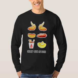 Camiseta Ala de pollo cocida Ala de pollo Perro caliente Bo