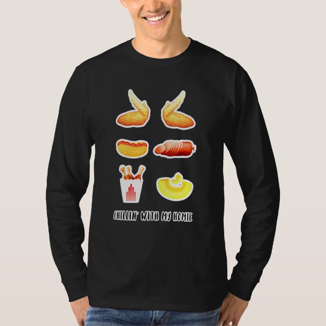 Camiseta Ala de pollo cocida Ala de pollo Perro caliente Bo (Anverso)