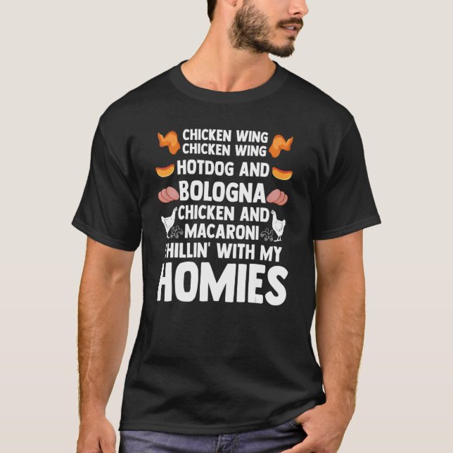 Camiseta Ala De Pollo Cocinada Perro Caliente Y Chillin De  (Anverso)