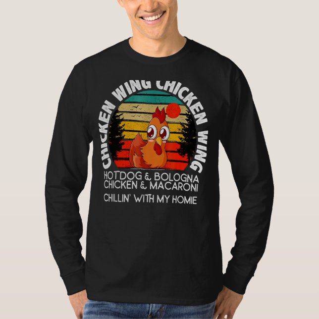 Camiseta Ala de pollo con ala caliente.Perro Bolonia Macaro (Anverso)