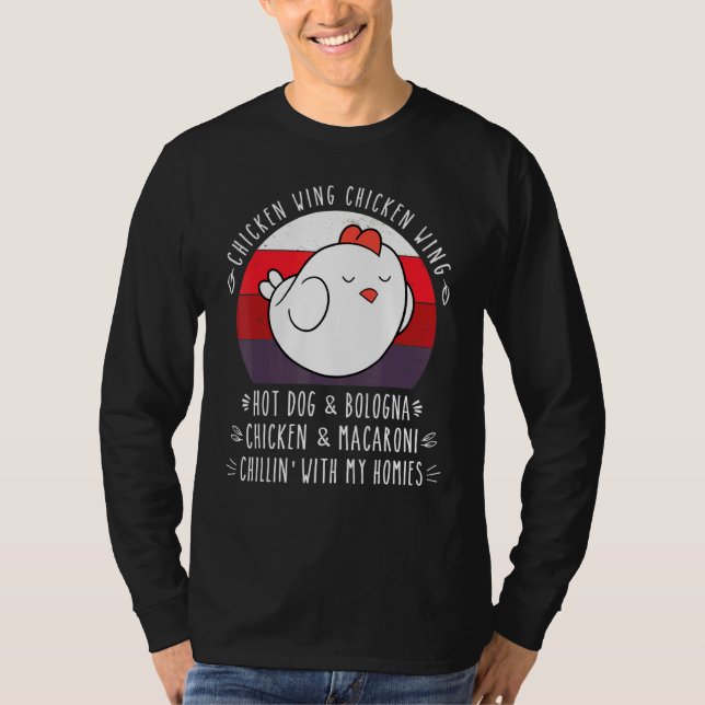 Camiseta Ala de pollo con ala de pollo con Perro caliente B (Anverso)