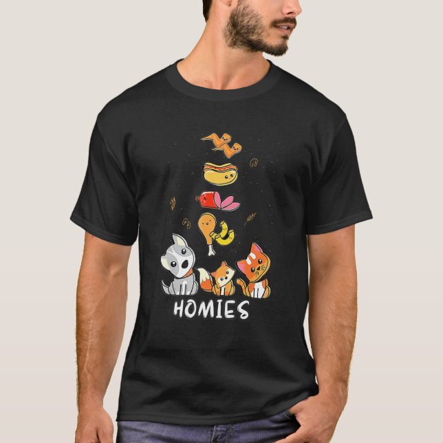 Camiseta Ala de pollo con ala de pollo con Perro caliente B (Anverso)