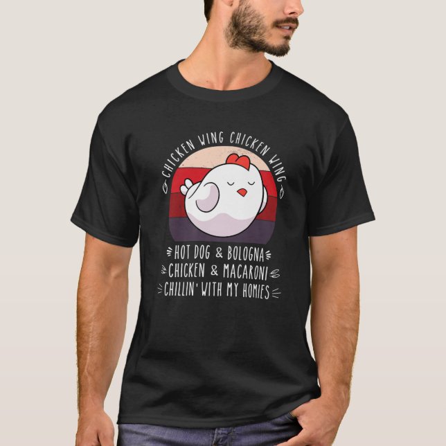 Camiseta Ala de pollo con ala de pollo Perro caliente (Anverso)