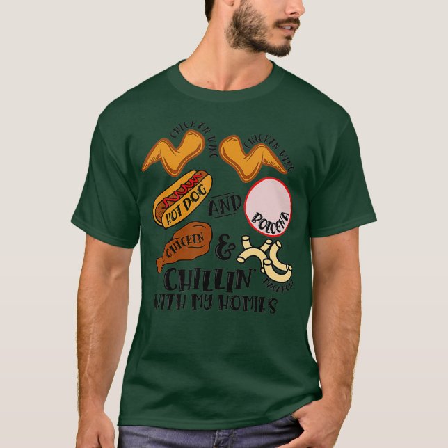 Camiseta Ala de pollo con ala de pollo Perro caliente Bolon (Anverso)