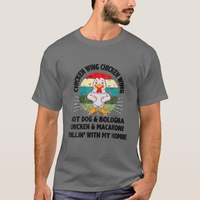 Camiseta Ala De Pollo De Ala De Pollo Perro Caliente Y Bolo (Anverso)