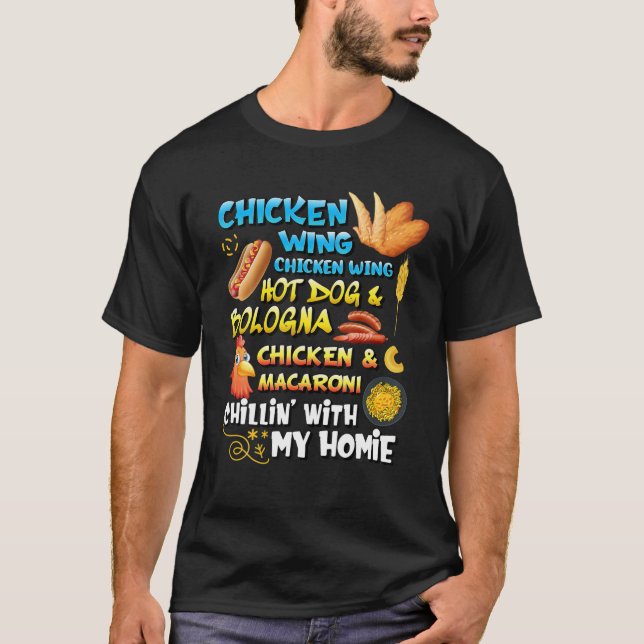 Camiseta Ala De Pollo De Ala De Pollo Perro Caliente Y Bolo (Anverso)