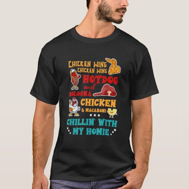 Camiseta Ala De Pollo Perro Caliente Y Pollo De Bolonia Y M (Anverso)