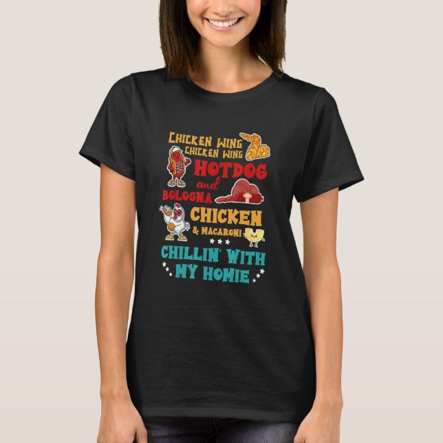 Camiseta Ala De Pollo Perro Caliente Y Pollo De Bolonia Y M (Anverso)