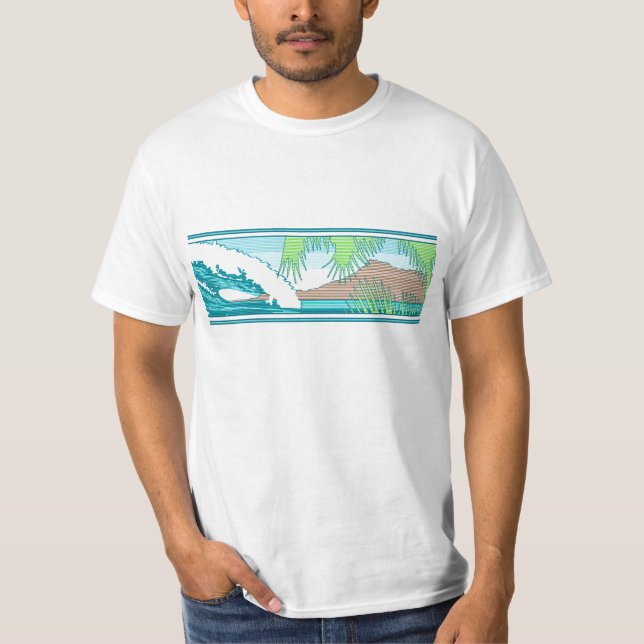 Camiseta Ala Moana Diamond Head Hawaiian Surf Rótulo Tee (Anverso)