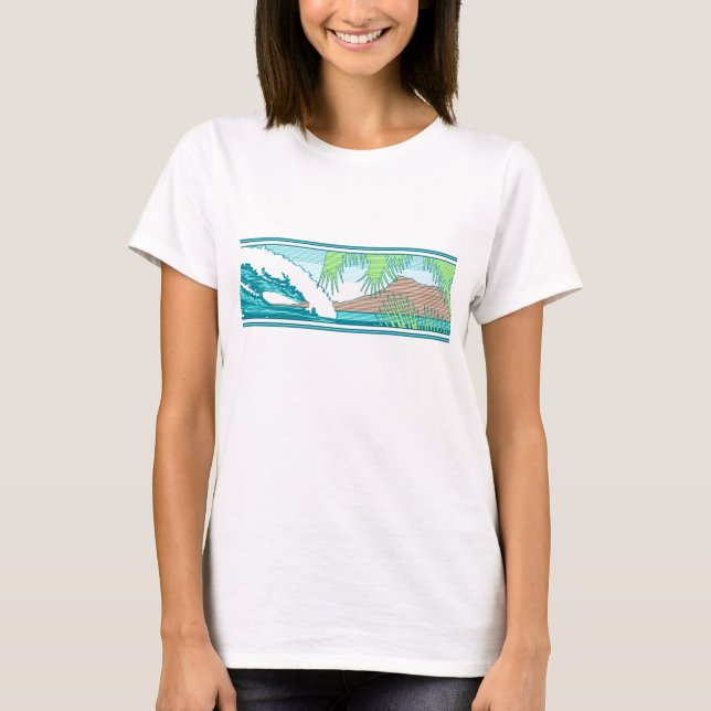 Camiseta Ala Moana Diamond Head Hawaiian Surf Sign (Anverso)