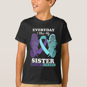 Camiseta Ala púrpura azul verdoso Señorita Hermana Prevenci