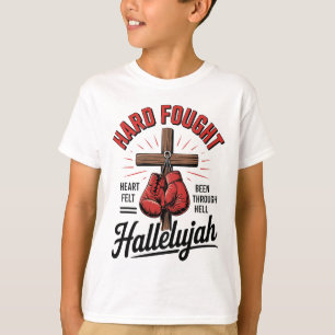 Camiseta Alabado luchado duro Cruz Boxeo Cristiano
