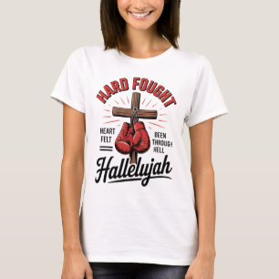 Camiseta Alabado luchado duro Cruz Boxeo Cristiano