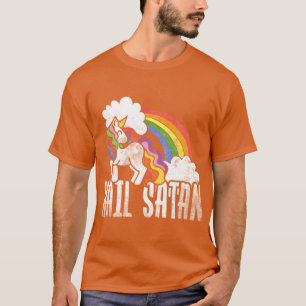 Camiseta Alabado sea Satanás Unicornio Arcoíris Retro chica