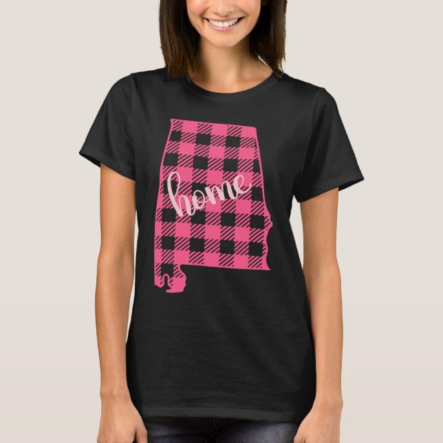 Camiseta Alabama Buffalo Plaid Home State Country Pink Plai (Anverso)