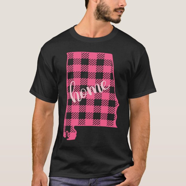 Camiseta Alabama Buffalo Plaid Home State Country Pink Plai (Anverso)