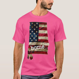 Camiseta Alabama Hogar Amor Mapa vintage delineado USA Fl