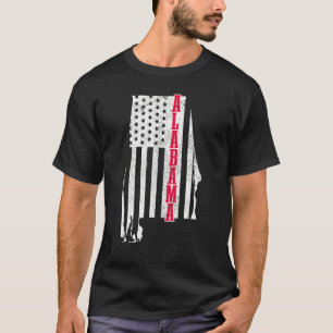Camiseta Alabama Mapa de Estado de Bandera Americana Orgull
