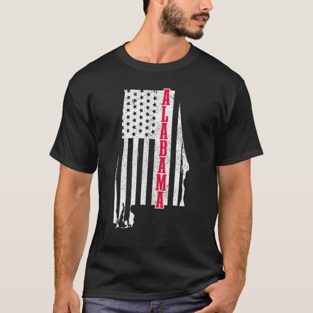 Camiseta Alabama Mapa de Estado de Bandera Americana Orgull (Anverso)