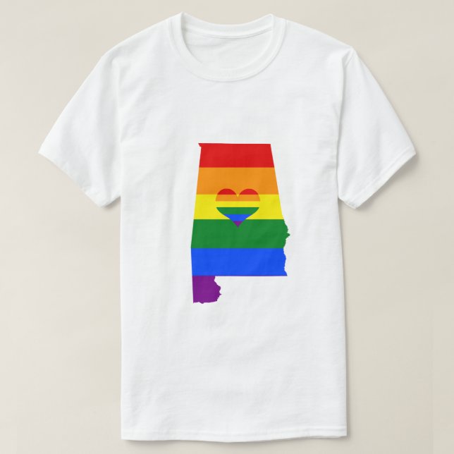 Camiseta Alabama Orgullo Gay Bandera Arcoiris Corazón Diseñ (Diseño del anverso)