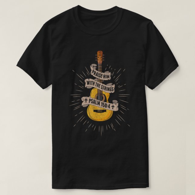 Camiseta Alabarlo Con Las Cadenas De La Guitarra Acústica D (Diseño del anverso)