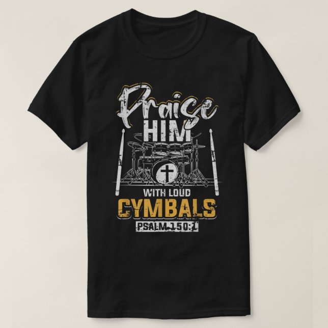 Camiseta Alabarlo Con Mímbalos En Voz Alta, Salmo 1501 Grun (Diseño del anverso)