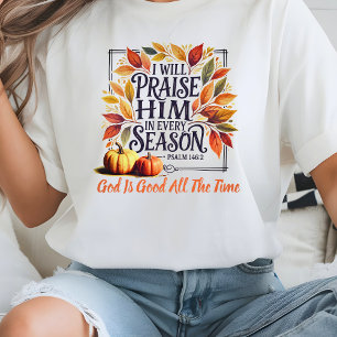Camiseta Alábenlo en cada estación Hojas de otoño Calabaza