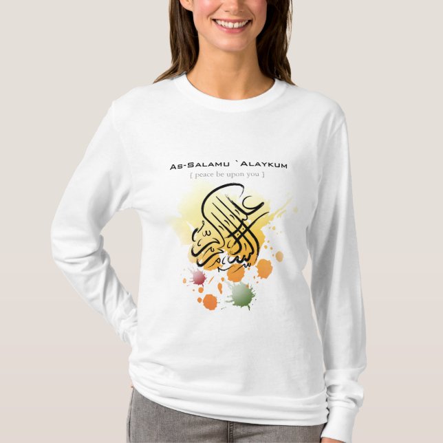 Camiseta Alaikum de Assalamu '- arte árabe de la caligrafía (Anverso)
