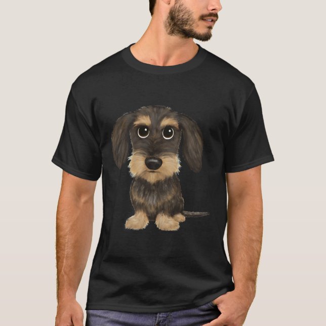 Camiseta Alambre de cable Dachshund Cute Haired Wiener Dog  (Anverso)